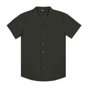 Capelle Miami Men's Short Sleeve Tailored Fit Button-Down Shirt - Olive Green in Kuwait