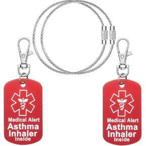 علامة الأمتعة التنبيه الطبي ، المعدات الطبية ، استنشاق الربو ، الطب ، epipen في الداخل ، علامة السحاب الأكياس الطبية in Kuwait