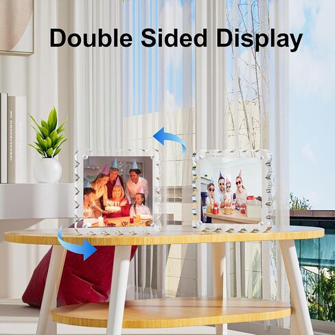 إطارات صورة Acrylic Helplex 5 × 5 ، 3 حزمة إطارات لوسيت مغناطيسية واضحة ، 20 ٪ أكثر سمكا 12+12 مم ، وتصميم اسكالوبيد قائم بذاته لسطح المكتب in Kuwait