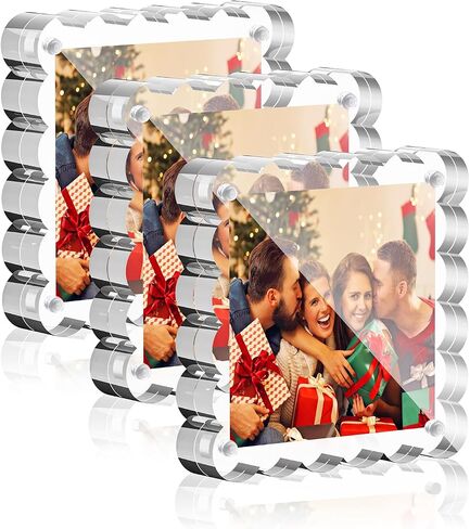 إطارات صورة Acrylic Helplex 5 × 5 ، 3 حزمة إطارات لوسيت مغناطيسية واضحة ، 20 ٪ أكثر سمكا 12+12 مم ، وتصميم اسكالوبيد قائم بذاته لسطح المكتب in Kuwait