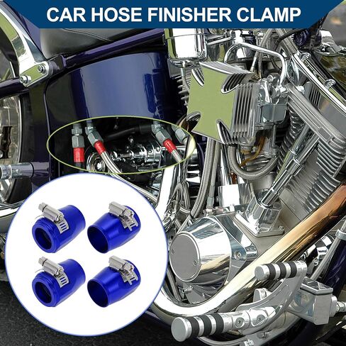 AN14 Hose Finisher Clamp/Rubber Hoses End Finisher for Oil Fuel Tube/Durable Aluminum Alloy/4 Pcs Blue in Saudi Arabia