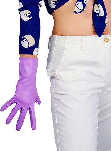 DooWay Women's SHORT LEATHER GLOVES Over Wrist Long 28CM 11" Faux PU Evening Party Fashion Costume Motorcycle Glove in Saudi Arabia