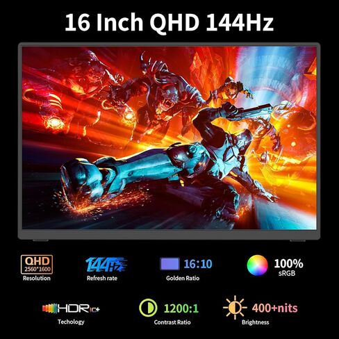 شاشة محمولة 17.3 بوصة 4K، 500 شمعة في المتر المربع 3840 * 2160p 100% Adobe RGB شاشة السفر مع مسند مدمج ومكبرات صوت، شاشة كمبيوتر محمولة، شاشة خارجية للكمبيوتر المحمول Xbox Switch PS4/5 in Kuwait