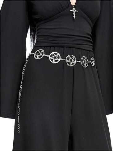 Wdirara Women's Metal Pentagram Star Weist Belt Belt Chains Cains Gothic Punk Association in Saudi Arabia