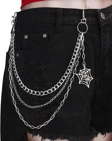 Longita Pants Chain for Men Jean Chains for Women Y2K Star Jean Pocket Chain for Pants Biker Hip Punk Chains Silver Y2K Jewelry for Women Accessory Trendy Fashion for Music Festival Concert Cosplay in Saudi Arabia