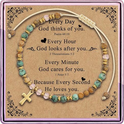 Christian Gifts for Women, Cross Bracelet, Christian Gifts, Inspirational Gifts for Women, Natural Stone Bracelets, Religious Gifts for Woman in Kuwait