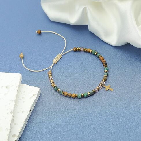 Christian Gifts for Women, Cross Bracelet, Christian Gifts, Inspirational Gifts for Women, Natural Stone Bracelets, Religious Gifts for Woman in Kuwait