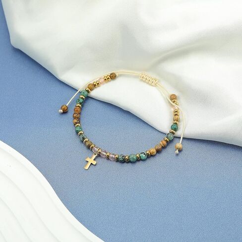 Christian Gifts for Women, Cross Bracelet, Christian Gifts, Inspirational Gifts for Women, Natural Stone Bracelets, Religious Gifts for Woman in Kuwait