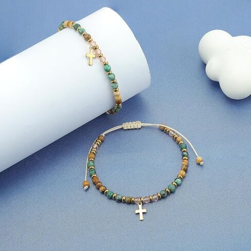 Christian Gifts for Women, Cross Bracelet, Christian Gifts, Inspirational Gifts for Women, Natural Stone Bracelets, Religious Gifts for Woman in Kuwait