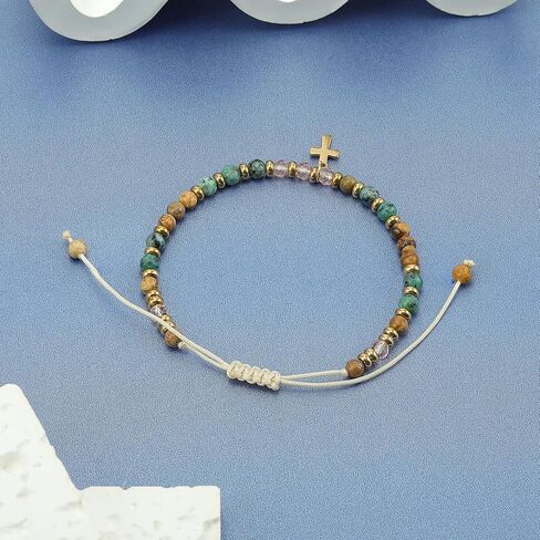 Christian Gifts for Women, Cross Bracelet, Christian Gifts, Inspirational Gifts for Women, Natural Stone Bracelets, Religious Gifts for Woman in Kuwait