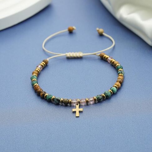 Christian Gifts for Women, Cross Bracelet, Christian Gifts, Inspirational Gifts for Women, Natural Stone Bracelets, Religious Gifts for Woman in Kuwait