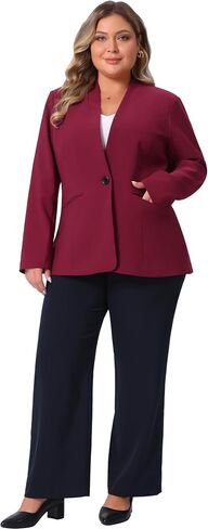 Agnes Orinda Plus Size Women's Blazer Business Casual Collarless Open Front Long Sleeve Work Office Suit Jacket with Pockets in Saudi Arabia