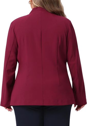 Agnes Orinda Plus Size Women's Blazer Business Casual Collarless Open Front Long Sleeve Work Office Suit Jacket with Pockets in Saudi Arabia