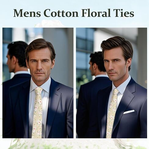 Cotton Floral Ties for Men, 2.76" Skinny Mens Tie Flower Men's Neckties for Wedding Party Prom in Saudi Arabia