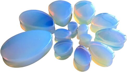 PAIR of Unique Teardrop Opalite Stone Plugs - Opalescent Tear Drop - Gauge - Body Jewelry in Saudi Arabia