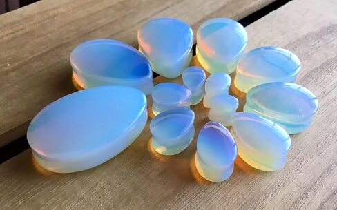 PAIR of Unique Teardrop Opalite Stone Plugs - Opalescent Tear Drop - Gauge - Body Jewelry in Saudi Arabia