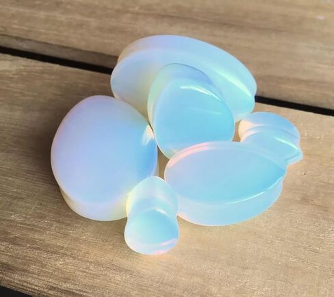 PAIR of Unique Teardrop Opalite Stone Plugs - Opalescent Tear Drop - Gauge - Body Jewelry in Saudi Arabia