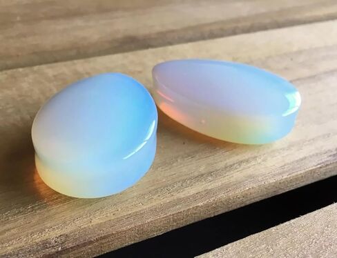 PAIR of Unique Teardrop Opalite Stone Plugs - Opalescent Tear Drop - Gauge - Body Jewelry in Saudi Arabia