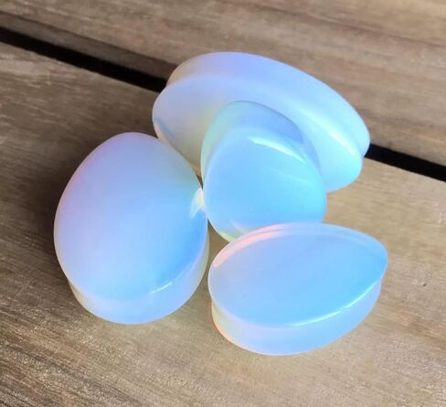 PAIR of Unique Teardrop Opalite Stone Plugs - Opalescent Tear Drop - Gauge - Body Jewelry in Saudi Arabia