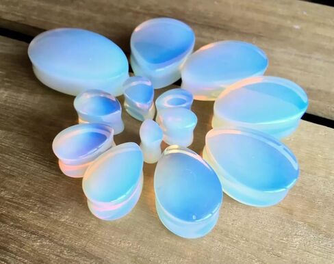 PAIR of Unique Teardrop Opalite Stone Plugs - Opalescent Tear Drop - Gauge - Body Jewelry in Saudi Arabia
