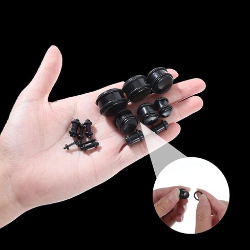 28 PCS 14G-00G مجموعة أذن تمدد ، مجموعة من أكريليك واحد شقة أعلى المقاييس مجموعة ، Surgical Stressing Kit Plugs Eys Expander Percing Jewelry for Women Men Christmas Homiass Homes (Black) in Kuwait