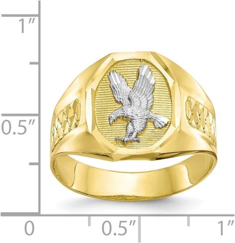 Solid 10k Yellow and White Gold Two Tone Men's Eagle Ring (15mm) in Saudi Arabia