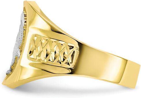 Solid 10k Yellow and White Gold Two Tone Men's Eagle Ring (15mm) in Saudi Arabia
