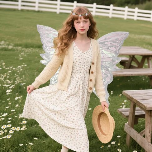 Fairy Wings Set for Adult Women Butterfly Wings,Floral Garland,Wand,Gloves,Elf Ears for Cosplay Costume Accessories in Saudi Arabia