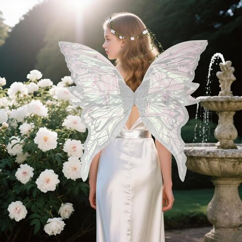 Fairy Wings Set for Adult Women Butterfly Wings,Floral Garland,Wand,Gloves,Elf Ears for Cosplay Costume Accessories in Saudi Arabia