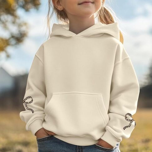 Bobeutou Girl's Leopard Bow Graphic Hoodies Cute Hooded Sweatshirts Kids Preppy Hoodie Long Sleeve Pullover Tops 3-12Y in Kuwait