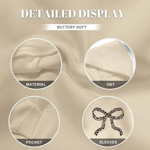 Bobeutou Girl's Leopard Bow Graphic Hoodies Cute Hooded Sweatshirts Kids Preppy Hoodie Long Sleeve Pullover Tops 3-12Y in Kuwait