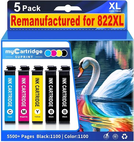 myCartridge SUPRINT 212XL خراطيش الحبر كومبو حزمة استبدال خرطوشة الحبر المعاد تصنيعها لخراطيش حبر Epson 212 لخراطيش حبر Epson XP-4100، XP-4105، WF-2830، WF-2850 حبر الطابعة 212 XL T212 (5 عبوات) in Kuwait
