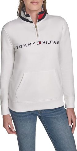Tommy Hilfiger Women's Fleece Mockneck 1/4 Zip Soft Sweatshirt in Saudi Arabia