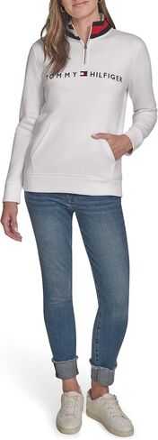 Tommy Hilfiger Women's Fleece Mockneck 1/4 Zip Soft Sweatshirt in Saudi Arabia