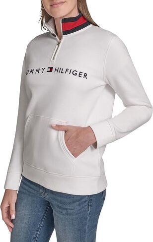 Tommy Hilfiger Women's Fleece Mockneck 1/4 Zip Soft Sweatshirt in Saudi Arabia