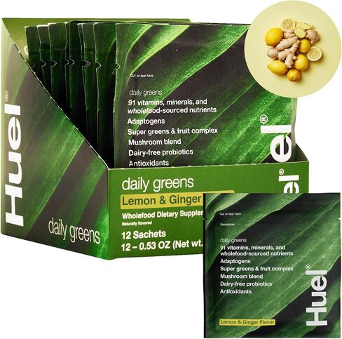 Huel Daily Greens | Superfood Greens Powder | 91 الفيتامينات والمعادن والمكونات المصنوعة من الأطعمة الكاملة | Adaptogens ، مضادات الأكسدة ، البروبيوتيك الصديقة للأمعاء | 30 حصص in Saudi Arabia