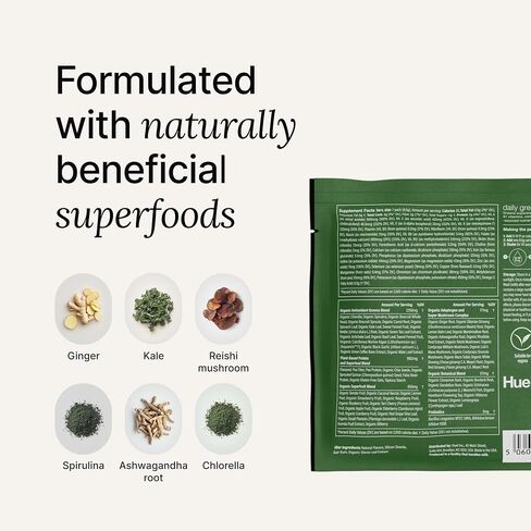 Huel Daily Greens | Superfood Greens Powder | 91 الفيتامينات والمعادن والمكونات المصنوعة من الأطعمة الكاملة | Adaptogens ، مضادات الأكسدة ، البروبيوتيك الصديقة للأمعاء | 30 حصص in Saudi Arabia