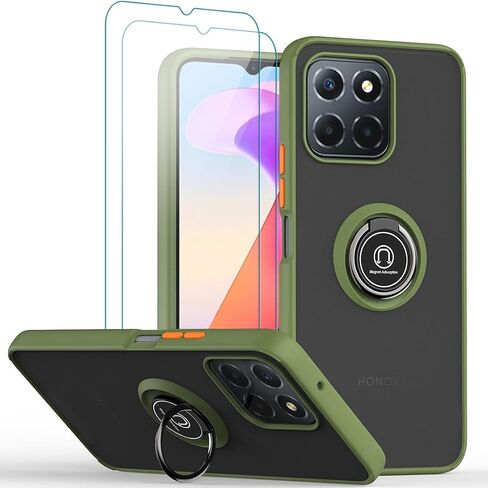 QUIETIP Case Compatible with Honor X6a with Screen Protector,TPU + Hard PC Shockproof Magnetic Ring Car Mount Stand Cover,Black in Saudi Arabia