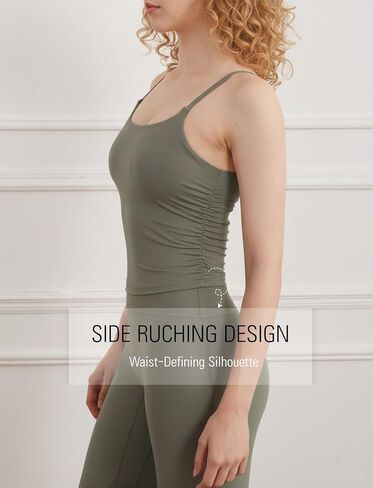 Womens Longline Sports Bra Spaghetti Straps Scoop Neck Workout Take Top Cami مع Bruist in Bra in Kuwait