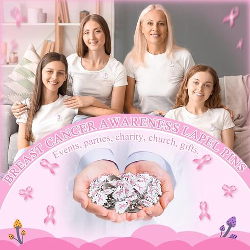 Tondiamo Halloween Breast Cancer Awareness Lapel Pins Bulk Pink Ribbon Ghost Bow Badges Gift for Women Survivor Charity Event in Saudi Arabia