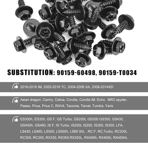 20PCS Fender Liner Screw Bort ، Wumper Cover Splash Shield Mud Guard Butsion Reply #90159-60498 ، Auto Frend Fender Liner Bolts for Camry Prius Tacoma Tundra Highlander ES GS in Saudi Arabia