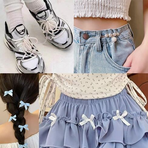Shoes Charms for Sneakers Socks Hat Dress, Pearl Bow Stylish Shoe Decoration for Women, Brooch Pins Buttons for Clothes, Key Chain Clip Accessories Butterfly Crown in Saudi Arabia