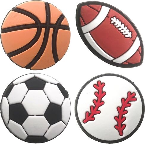 Sports Shoe Charms for Croc for Kids - 24 PCS Fun Shoe Decoration Pins for Boys Girls Teens - Clog Accessories - Great Party Favors Gifts in Saudi Arabia