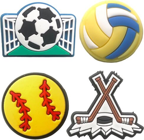 Sports Shoe Charms for Croc for Kids - 24 PCS Fun Shoe Decoration Pins for Boys Girls Teens - Clog Accessories - Great Party Favors Gifts in Saudi Arabia