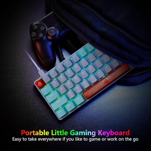 60% Percent Wired Mechanical Keyboard, RGB Backlight Compact 68 key Small Gaming Keyboard All Keys Anti-Ghost, Type-C Waterproof Color Mouse Pad for Windows Laptop PC Mac (Blue Purple & Blue Switch) in Kuwait