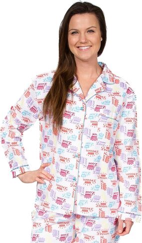 Leisureland Women's Cotton Flannel Long Sleeve Pajama Set ، PJS Sleepwear in Kuwait