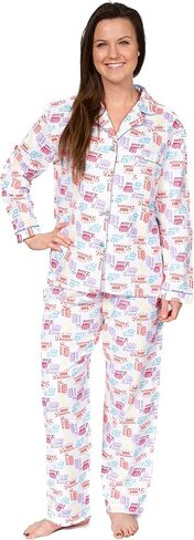 Leisureland Women's Cotton Flannel Long Sleeve Pajama Set ، PJS Sleepwear in Kuwait