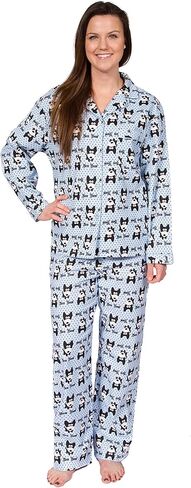 Leisureland Women's Cotton Flannel Long Sleeve Pajama Set ، PJS Sleepwear in Kuwait