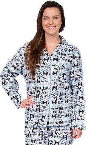 Leisureland Women's Cotton Flannel Long Sleeve Pajama Set ، PJS Sleepwear in Kuwait