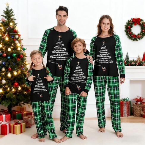 LOHILL Christmas Pajamas for Family, Womens Sanda Claus Snow Print Xmas Pjs Pajamas matching christmas pjs in Saudi Arabia